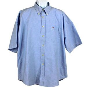 Tommy Hilfiger Shirt Oxford Short Sleeve Button Front Button Down Collar Mens XL